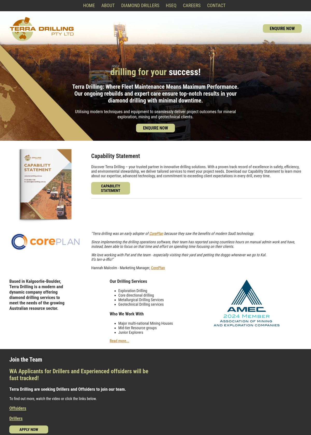 Current Terra Drilling website